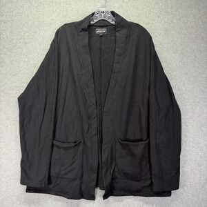 American Giant Cardigan Sweater Womens Medium Black Open Front Pockets USA